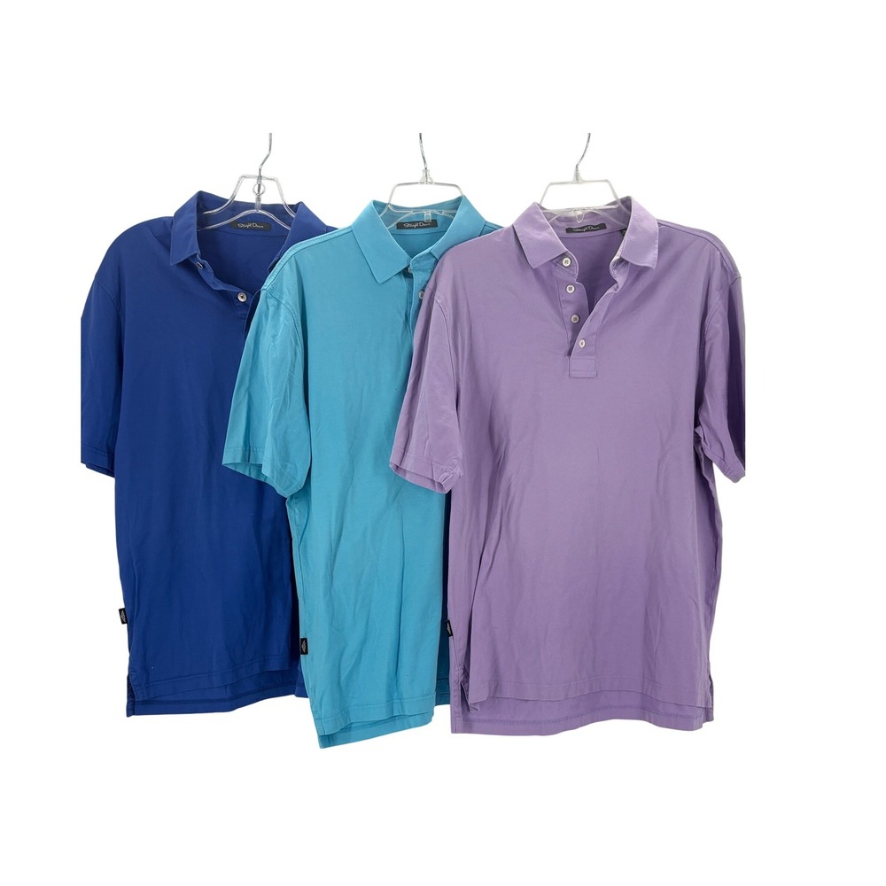 Straight Down Men's Size M Polo Shirts 3 Pack Short Sleeve Button Up Golf